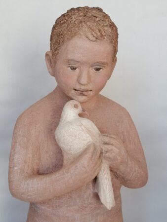 Myrsini with pigeon